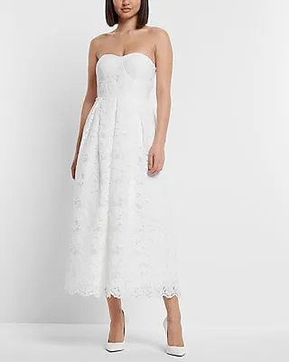 Cocktail & Party,Formal Bridal Lace Strapless Sweetheart Dress White Women's 6