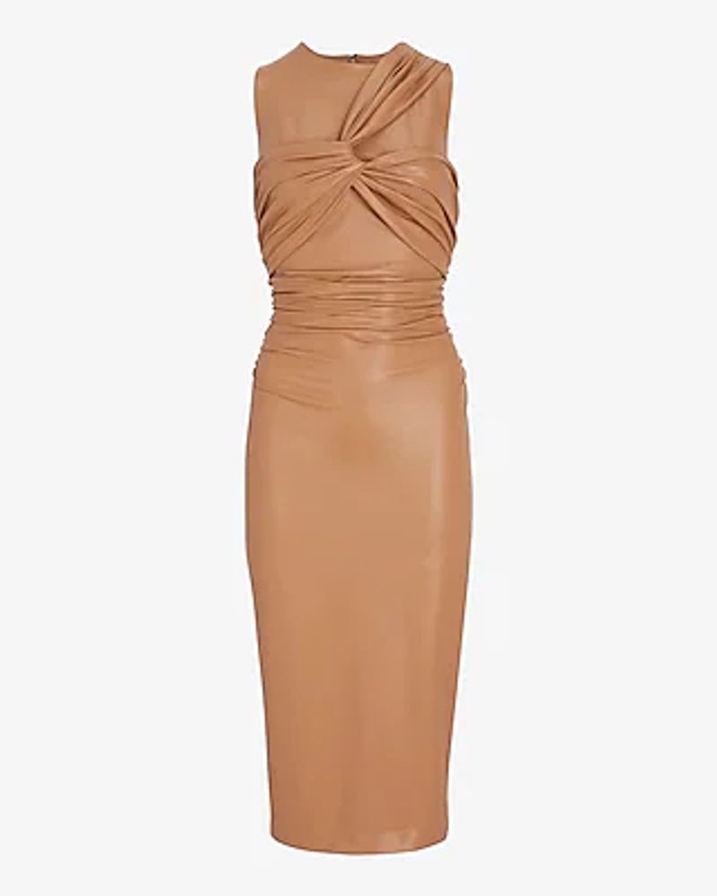 Body Contour Ruched Midi Dress With Built-in Shapewear