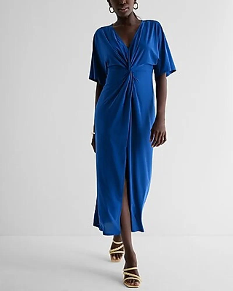 V-neck Twist Front Maxi Dress