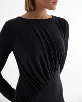 Date Night,Cocktail & Party Boat Neck Long Sleeve Ruched Top Maxi Dress Women