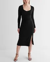 Cocktail & Party Sweetheart Neckline Long Sleeve Ruched Side Slit Midi Dress