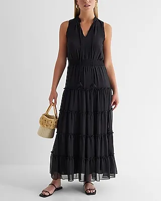 Casual V-Neck Tiered Maxi Dress