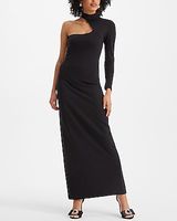 Cocktail & Party Asymmetrical Mock Neck One Shoulder Maxi Dress Black Women's