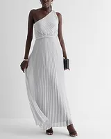 Cocktail & Party One Shoulder Twist Front Pleated Maxi Dress