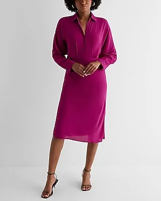 Work Half Button Up Midi Portofino Shirt Dress