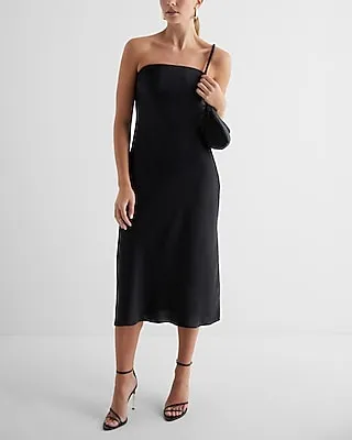 Cocktail & Party,Date Night,Bridal Shower Satin Strapless Midi Slip Dress Women's S