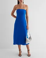 Cocktail & Party,Date Night,Bridal Shower Satin Strapless Midi Slip Dress Women's