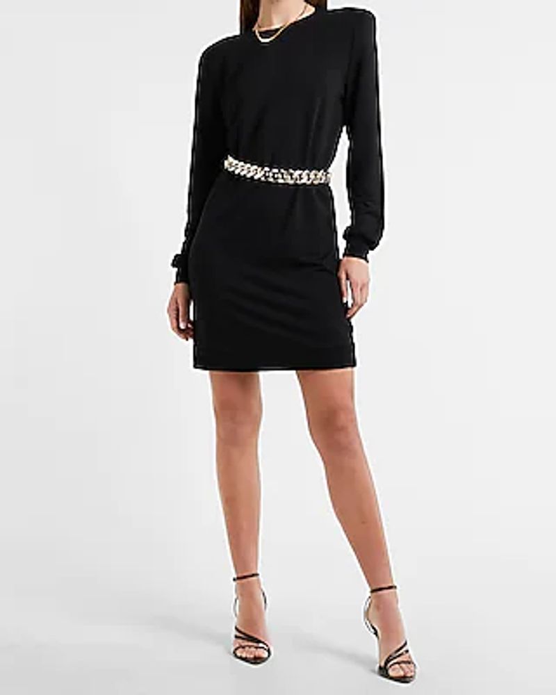 Express Casual Padded Shoulder Long Sleeve Sweatshirt Dress | Plaza Las  Americas