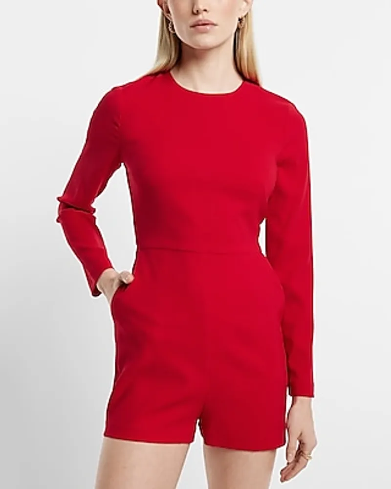 Express Casual Crew Neck Long Sleeve Romper