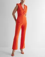 Work Sleeveless Blazer Jumpsuit Orange Women's 2