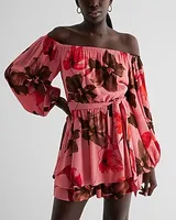 Cocktail & Party,Casual Floral Off The Shoulder Tie Waist Ruffle Romper