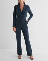 Work Twill Long Sleeve Blazer Jumpsuit Blue Women's 0