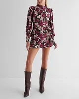 Date Night Floral Mock Neck Puff Sleeve Tie Waist Romper