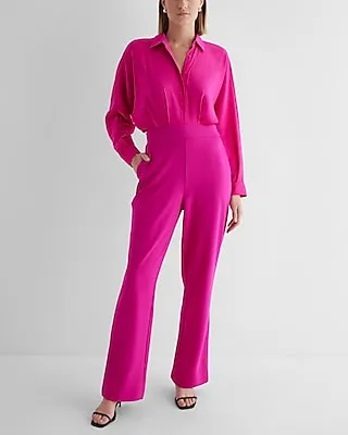 Work Long Sleeve Portofino Shirt Jumpsuit Pink Women's XS