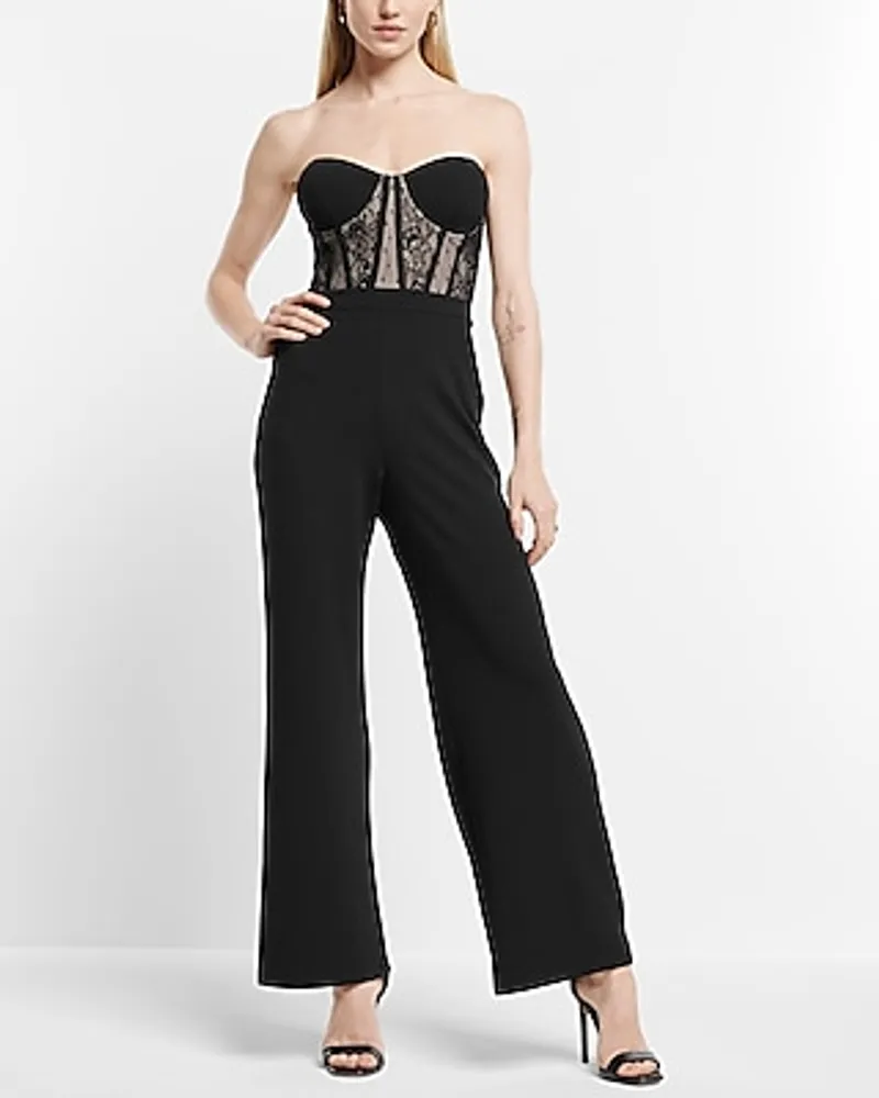 Express Cocktail & Party Sweetheart Neckline Lace Corset Wide Leg
