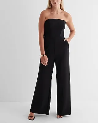 Cocktail & Party,Formal Strapless Wide Leg Palazzo Jumpsuit Women's