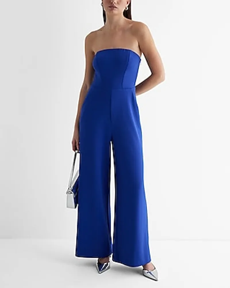 Express Cocktail & Party,Formal Strapless Wide Leg Palazzo Jumpsuit Women's