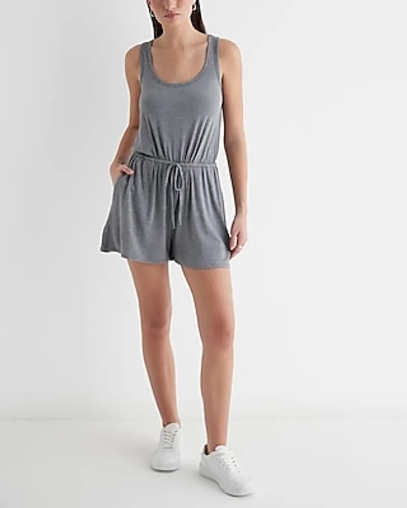 Casual Scoop Neck Sleeveless Tie Waist Romper