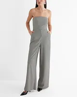 Cocktail & Party Houndstooth Strapless Wide Leg Palazzo Jumpsuit