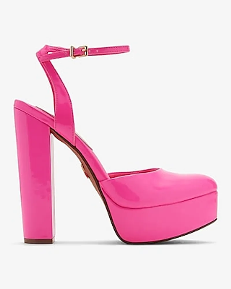 Rounded Toe Platform Pumps Pink Women's