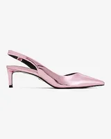 Metallic Slingback Kitten Heel Pumps Pink Women's 7