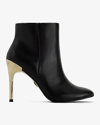 Brian Atwood X Express Gold Thin Heeled Ankle Booties Black Women's