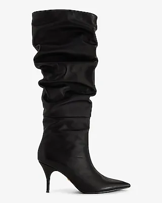 Brian Atwood X Express Leather Slouch Thin Heeled Tall Boots Black Women's 6