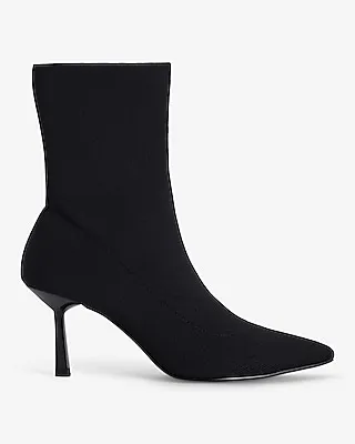Pointed Toe Thin Heel Sock Boots Black Women's 6