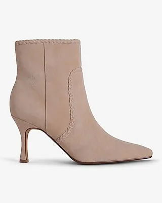 Suede Braided Ankle Booties Neutral Women's