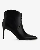 Pointed Toe Thin Heeled Booties Black Women's