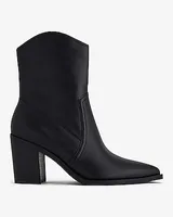 Leather Pointed Toe Ankle Boots Black Women's 7