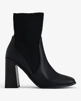 Block Heel Ankle Sock Boots Black Women's