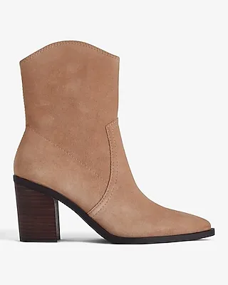 Suede Pointed Toe Ankle Boots Brown Women's