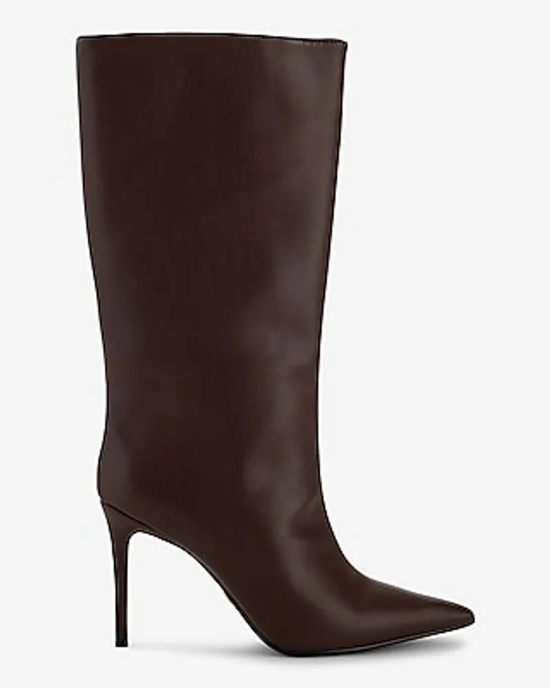 Thin Heel Mid-Calf Boots Brown Women's 6