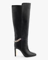 Chain Heel Tall Boots Black Women's 9