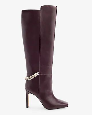 Chain Heel Tall Boots Purple Women's 5