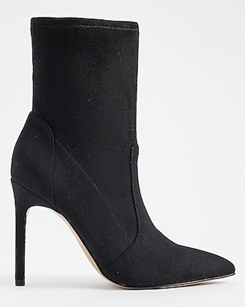 Suede Thin Heel Sock Boots Black Women's 8