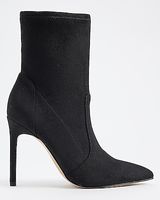 Suede Thin Heel Sock Boots Black Women's 10