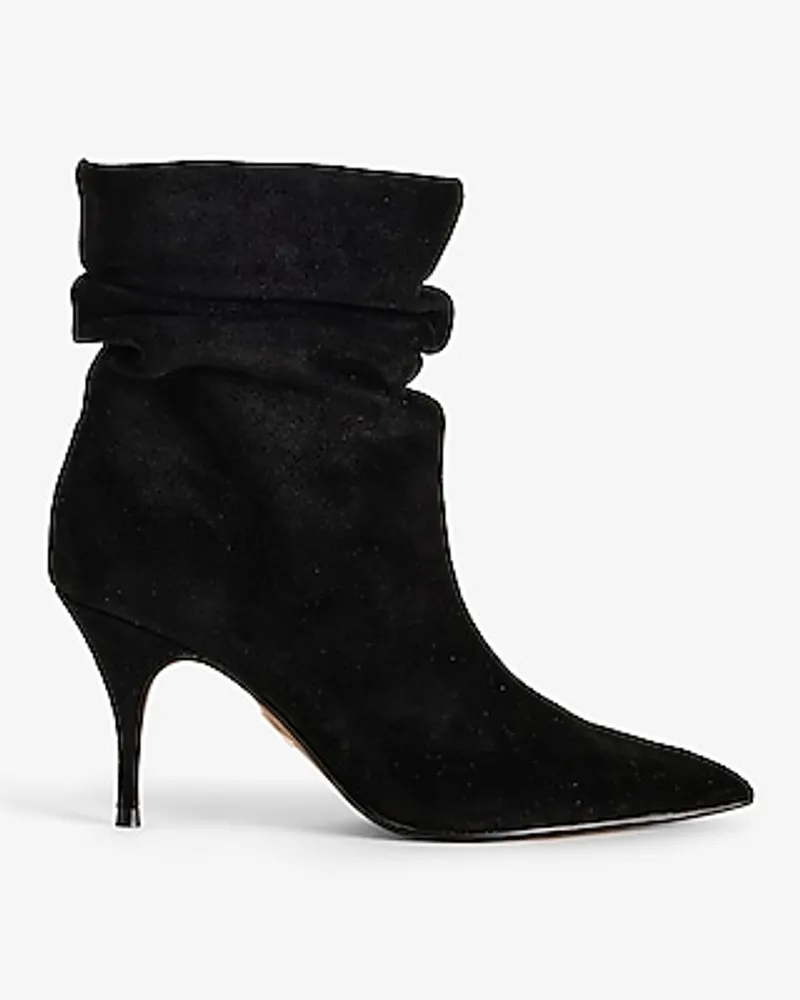 Brian Atwood X Express Suede Slouch Thin Heeled Boots Women's