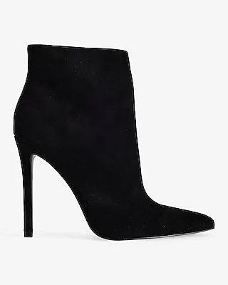 Suede Thin Heeled Ankle Booties Black Women's 7