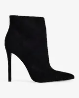 Suede Thin Heeled Ankle Booties Black Women's 6