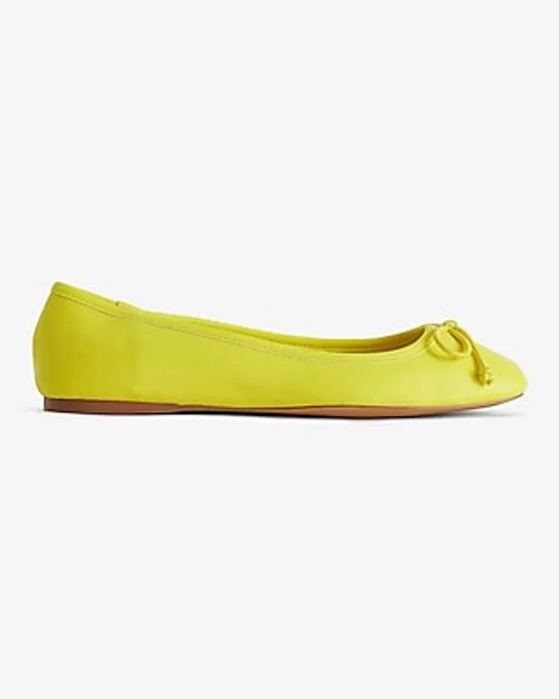 Square Toe Ballet Flats Yellow Women's 7