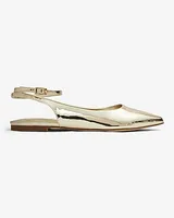 Shiny Pointed Toe Strappy Flats Gold Women's 6