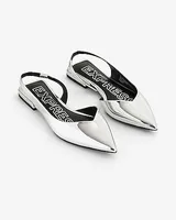 Pointed Toe Cutout Slingback Flats Silver Women's 9