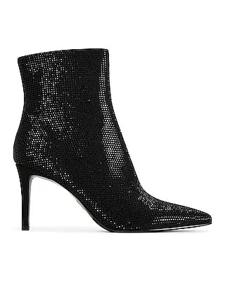 Rhinestone Thin Heeled Ankle Booties