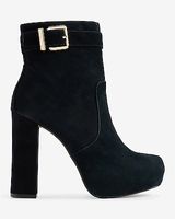 Genuine Suede Platform Buckle Boots