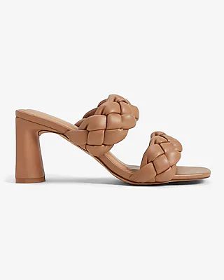 Braided Double Band Block Heel Sandals