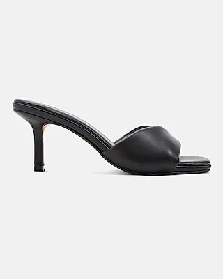 Wrap Band Square Toe Mid Heeled Sandals Black Women's 5