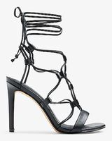 Tie-Up Gladiator Heeled Sandals Black Women's