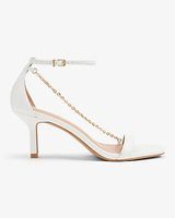 Chain Strap Mid Heeled Sandals White Women's 8